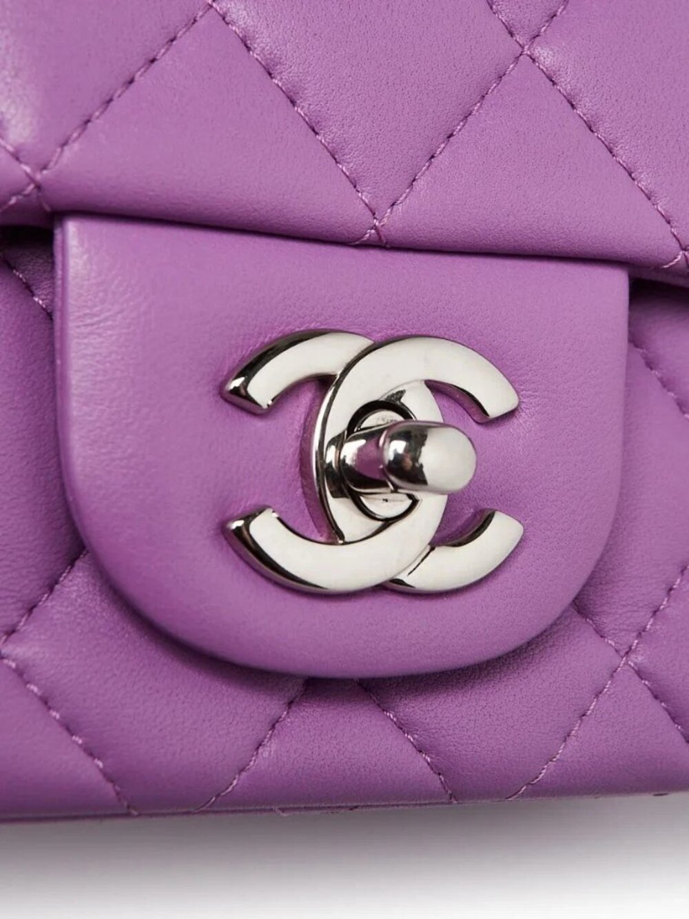 Chanel Purple Quilted Lambskin Leather Classic Square Mini Flap Bag - Picture 5 of 10